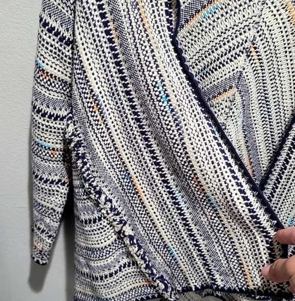 Lucky Brand Open Front Fringed Striped Cardigan Size Small - Picture 6 of 9